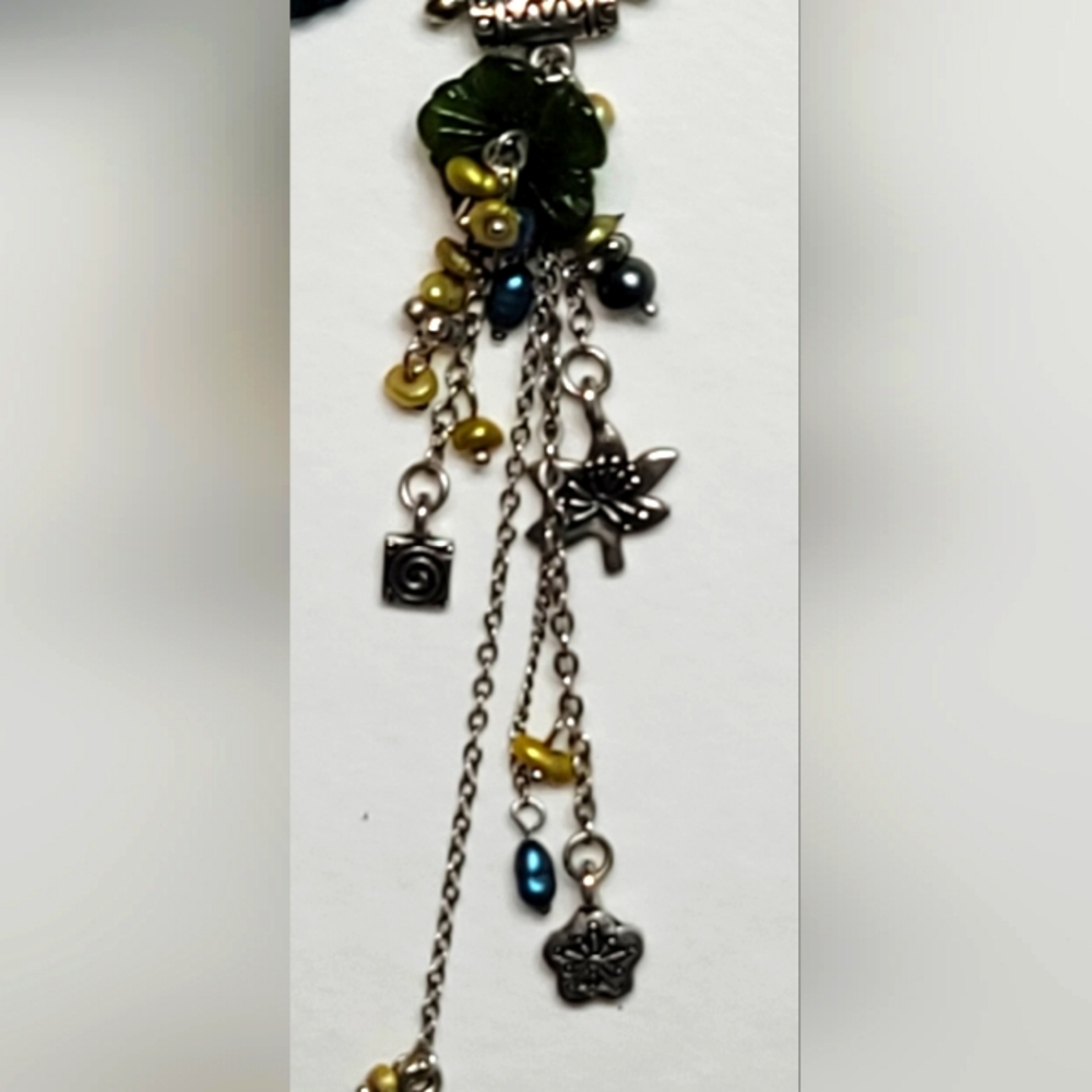 Cookie Lee Multi Charm  Tassel Necklace Sterling  Silver/Stainless  Steel  NWOT - Picture 4 of 4